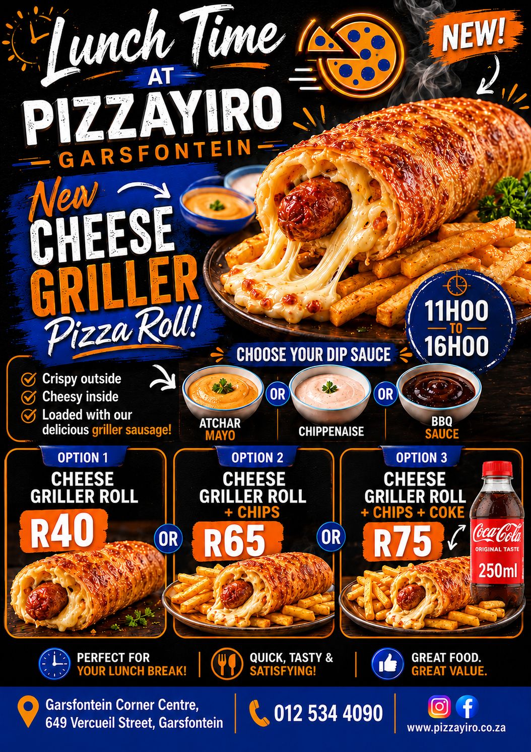 PizzaYiro cheese griller pizza roll lunch time special